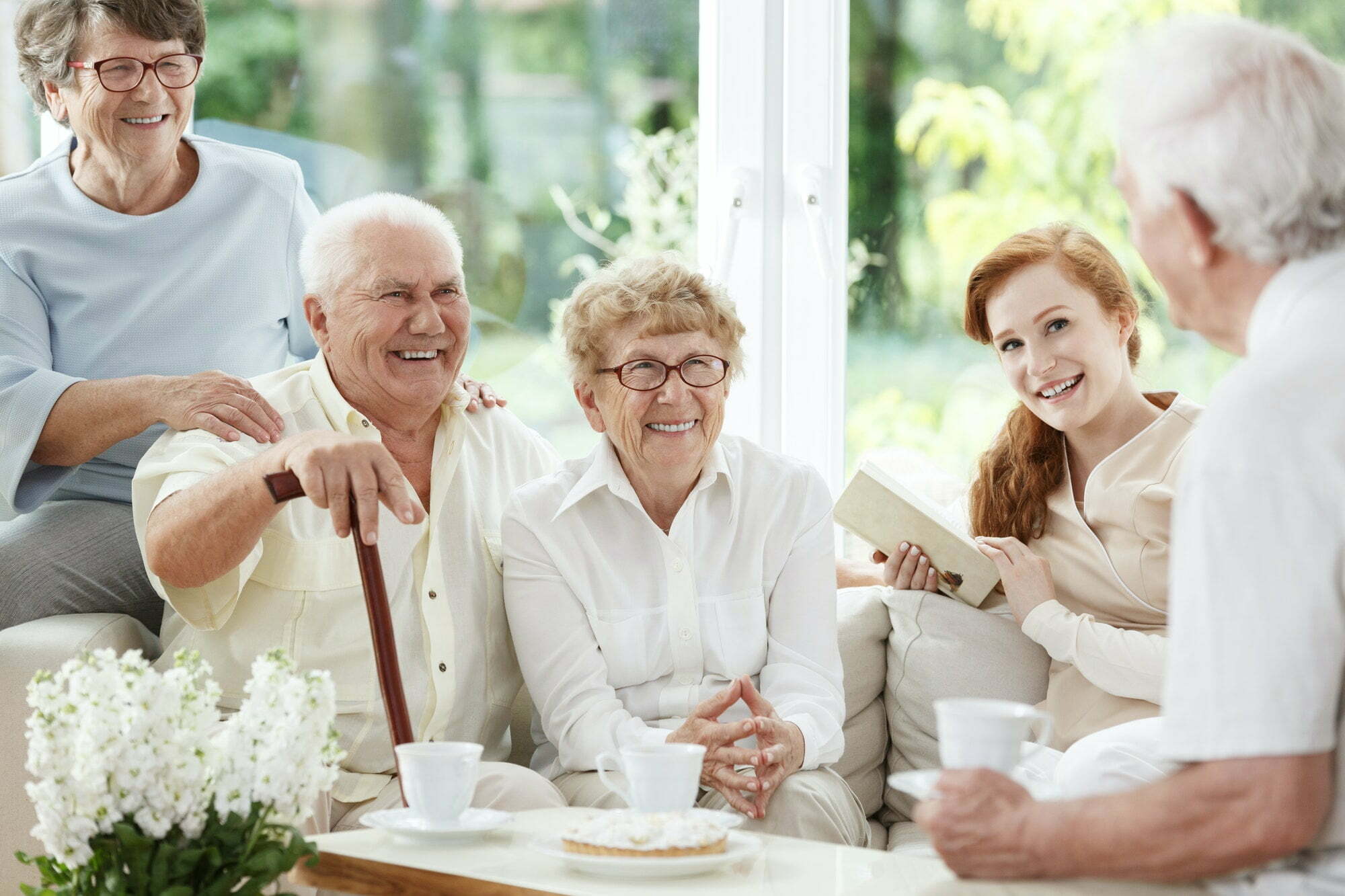 Senior people spends time together